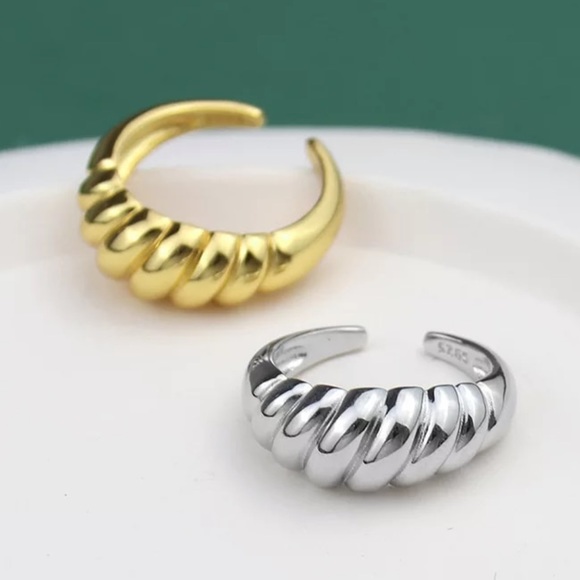 NEW GOLD FRENCH 925 STERLING SILVER ADJUSTABLE RING, CUTE RING, SHINY RING. - Picture 8 of 8